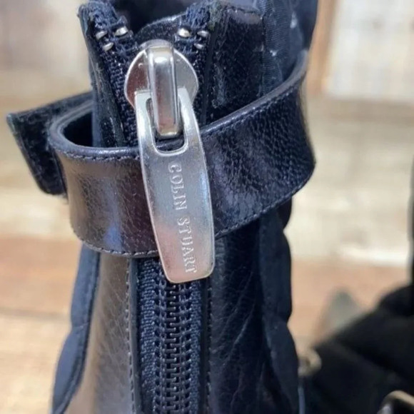 Colin Stuart Black Quilted Ankle Boots Pointed Toe - Picture 4 of 11